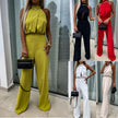 Sexy High-waisted Backless Tailored Straight Jumpsuit