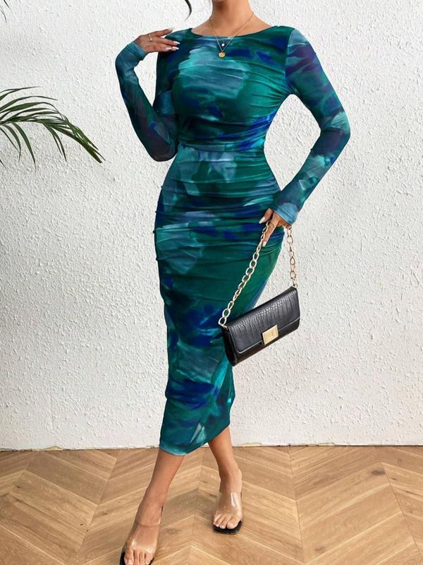 Womens Tie-Dye Printed Fashion Dress