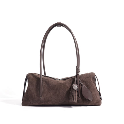 Suede Leather Minimalist Shoulder Bag For A Casual Laid-back Look