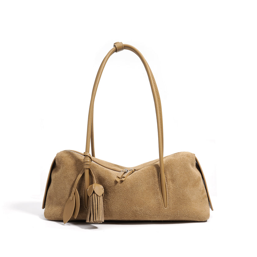 Suede Leather Minimalist Shoulder Bag For A Casual Laid-back Look