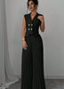 Summer Sleeveless Suit Fashion Lapel Button Vest Top And Pleated Straight Pants Women's Trousers Set Clothing