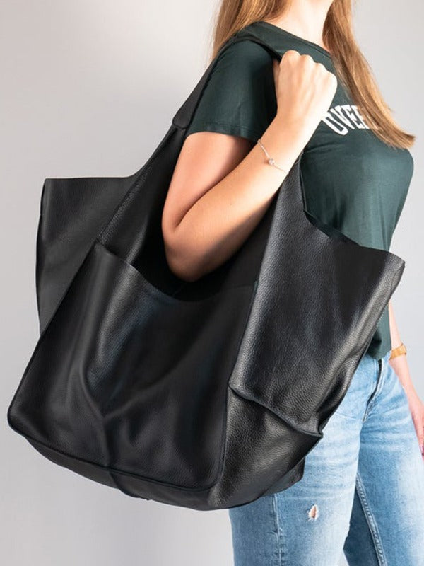 Vintage Large Capacity Handbags PU Soft Leather