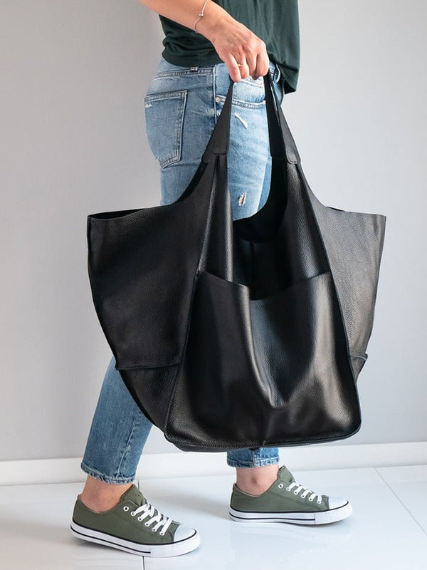 Vintage Large Capacity Handbags PU Soft Leather