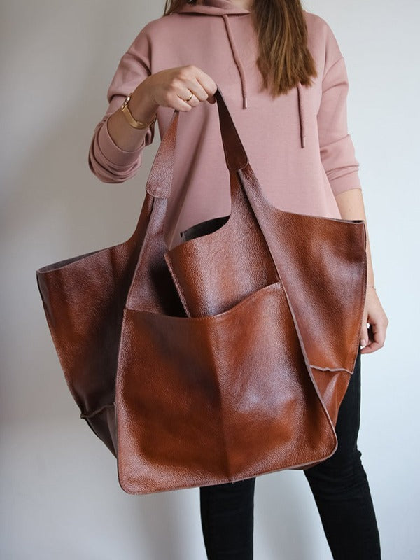 Vintage Large Capacity Handbags PU Soft Leather