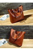 Simple Oil Wax Leather Messenger Shoulder Bags Women's High Capacity Portable Tote Bag