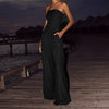 Loose Tube-top Backless Jumpsuit Wide Leg Long Pants Overalls