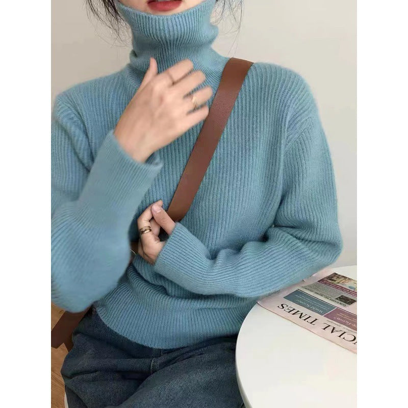 Japanese-style Retro Turtleneck Sweater For Women Loose And Laid-back