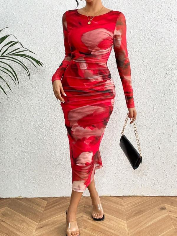 Womens Tie-Dye Printed Fashion Dress