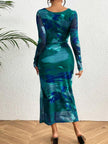 Womens Tie-Dye Printed Fashion Dress