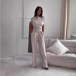 Women's Sleeveless Suit Fashion Slim Irregular Split Top And Straight Pants Solid Trouser Set