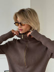 High-end Semi-zip Slimming Casual Sweater