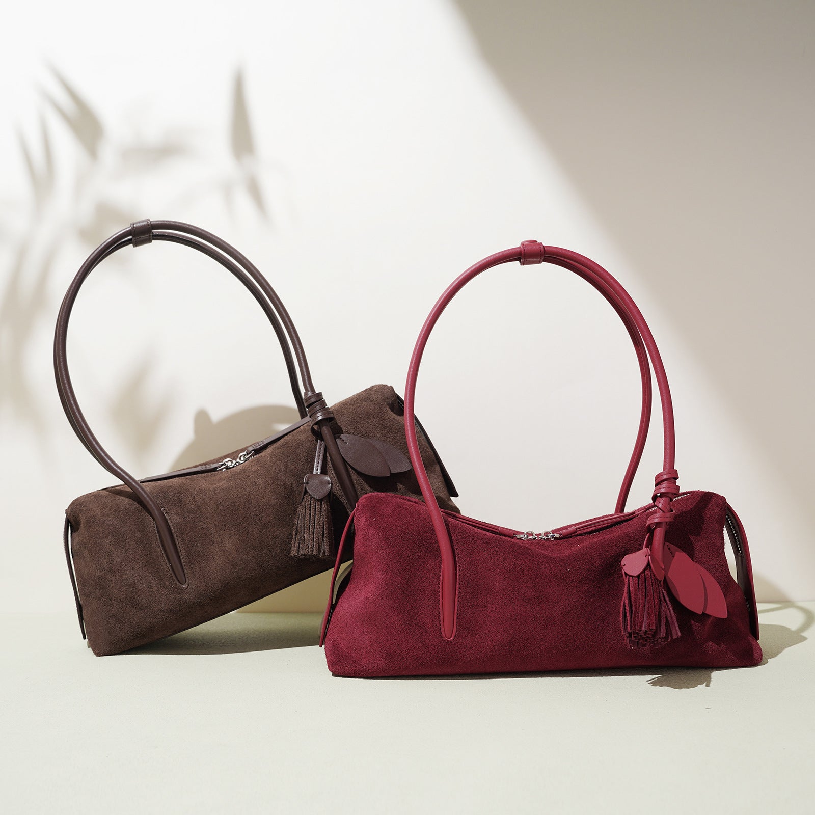 Suede Leather Minimalist Shoulder Bag For A Casual Laid-back Look