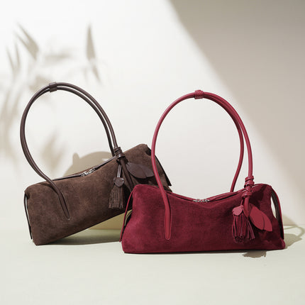 Suede Leather Minimalist Shoulder Bag For A Casual Laid-back Look