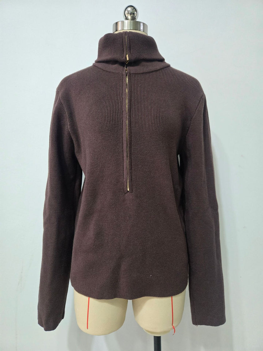 High-end Semi-zip Slimming Casual Sweater
