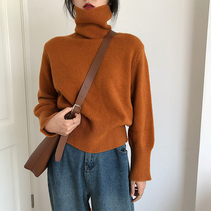 Japanese-style Retro Turtleneck Sweater For Women Loose And Laid-back