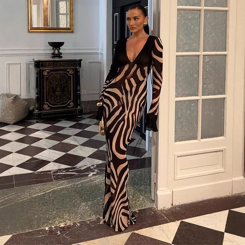 Fashionable Sexy V-neck Slim-fit Dress For Women