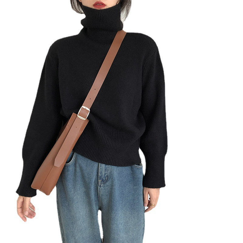 Japanese-style Retro Turtleneck Sweater For Women Loose And Laid-back