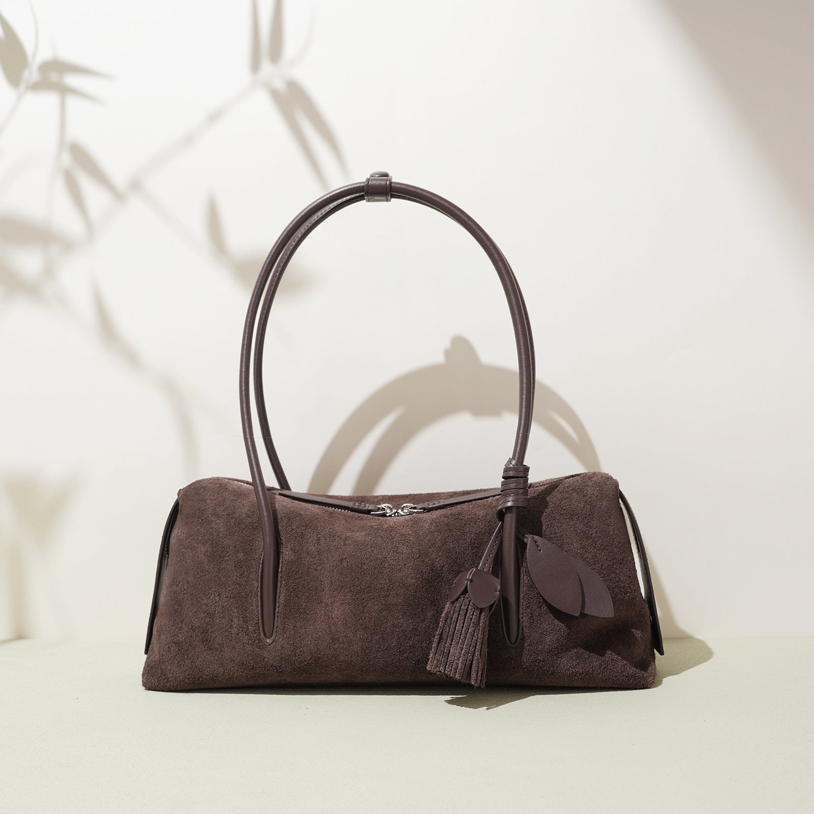 Suede Leather Minimalist Shoulder Bag For A Casual Laid-back Look