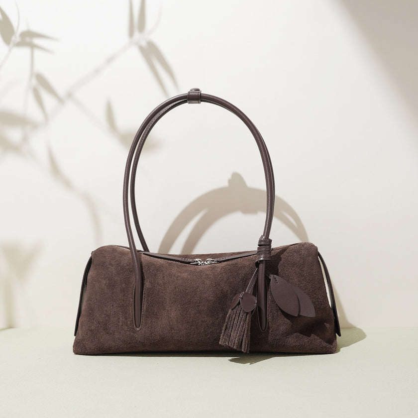 Suede Leather Minimalist Shoulder Bag For A Casual Laid-back Look