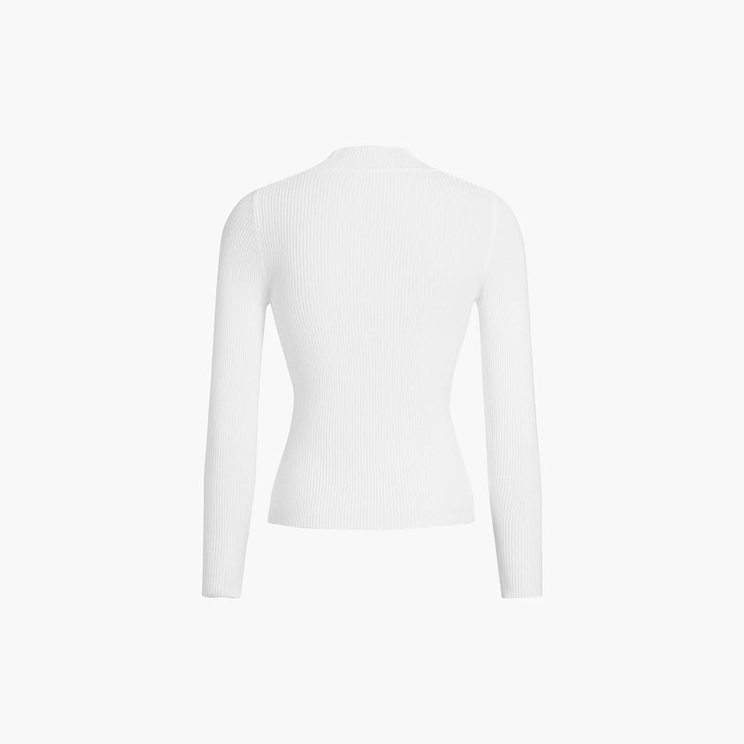 Womens Fashionable Tight-Fit Crew-Neck Knitted Top