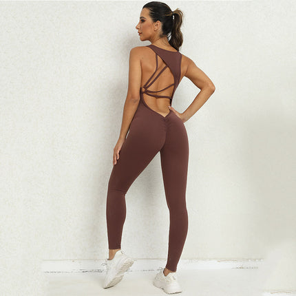 Yoga Jumpsuit V-shaped Back Design Sleeveless