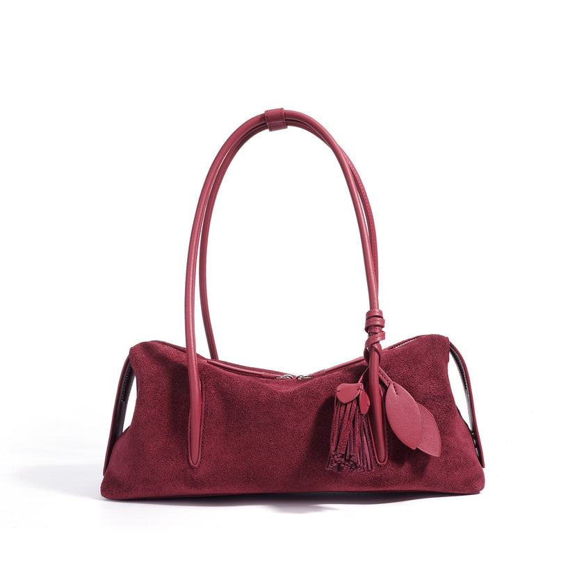 Suede Leather Minimalist Shoulder Bag For A Casual Laid-back Look