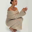 One-shoulder Knitted Long-sleeved Sexy Beach Holiday Long Dresses