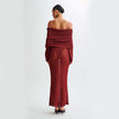 One-shoulder Knitted Long-sleeved Sexy Beach Holiday Long Dresses