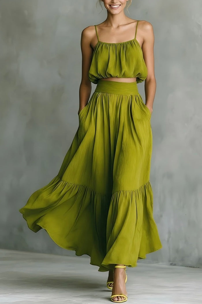 Two-piece High-waist Flared Skirt Set