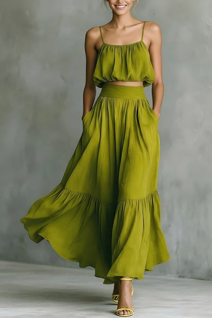 Two-piece High-waist Flared Skirt Set