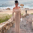 One-shoulder Knitted Long-sleeved Sexy Beach Holiday Long Dresses
