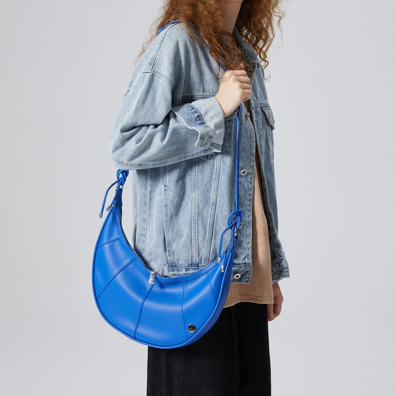 Capacity Soft Leather Crescent-shaped Shoulder Bag