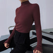 Womens Fashionable Tight-Fit Crew-Neck Knitted Top