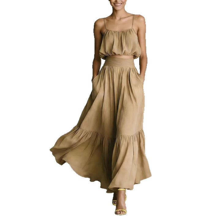 Two-piece High-waist Flared Skirt Set