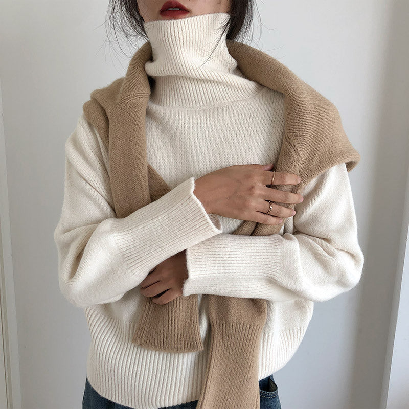 Japanese-style Retro Turtleneck Sweater For Women Loose And Laid-back