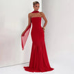 Red Strapless Hugging Mermaid Dress