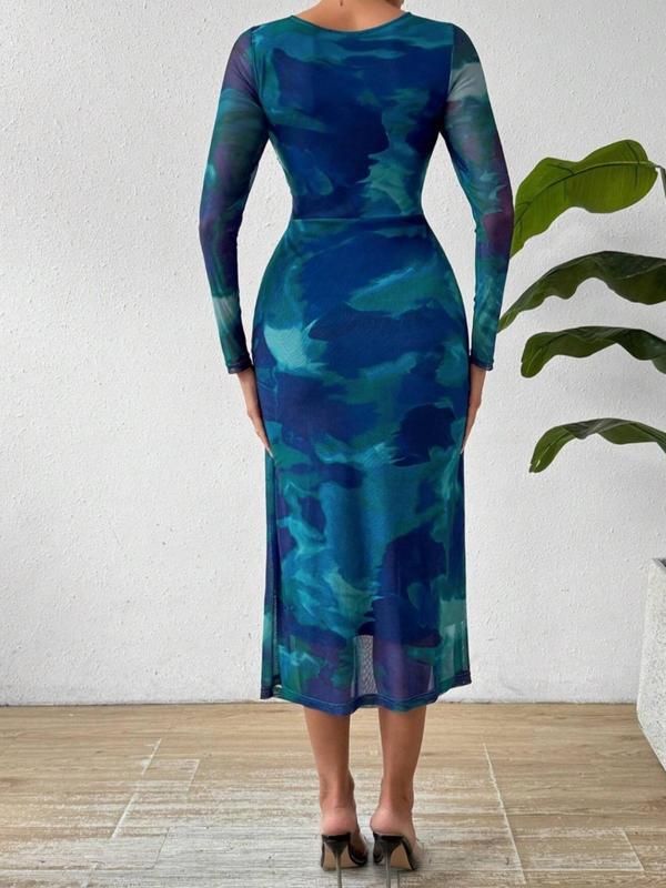 Womens Tie-Dye Printed Fashion Dress