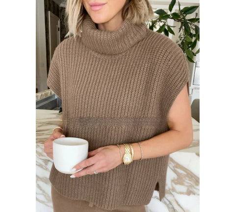 Womens Loose Fit Knitted Turtleneck Outerwear All Match Top
